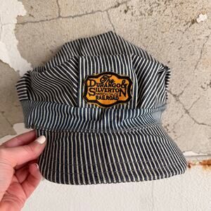 Vintage Durango & Silverton Railroad Engineer Cap Hickory Stripe Workwear Hat XL
